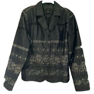 ELCC Women's Brown & Tan Brocade Blazer Jacket Career Sz L ~NWOT~